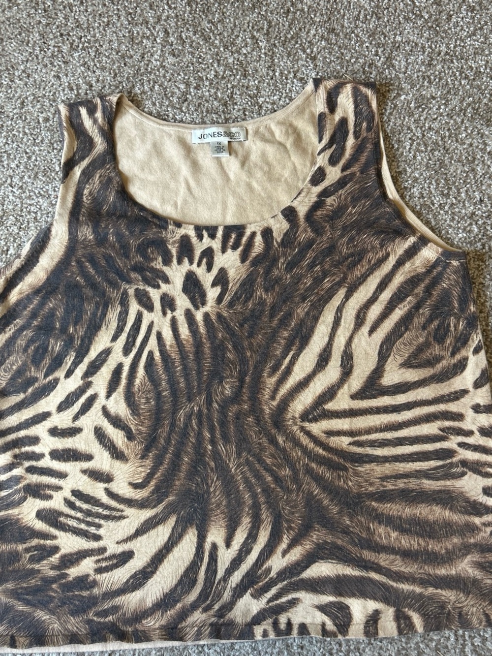 90’s Jones New York Beige and Brown Animal-Print Tank